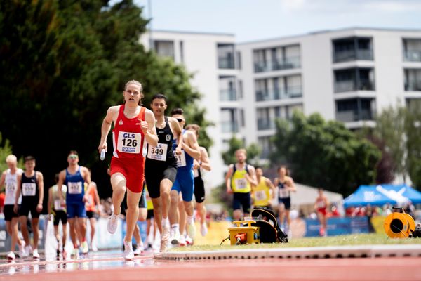 Noah Boeck (LG Olympia Dortmund) am 29.05.2022 waehrend der Deutschen Meisterschaften Langstaffel im Otto-Schott-Sportzentrum in Mainz